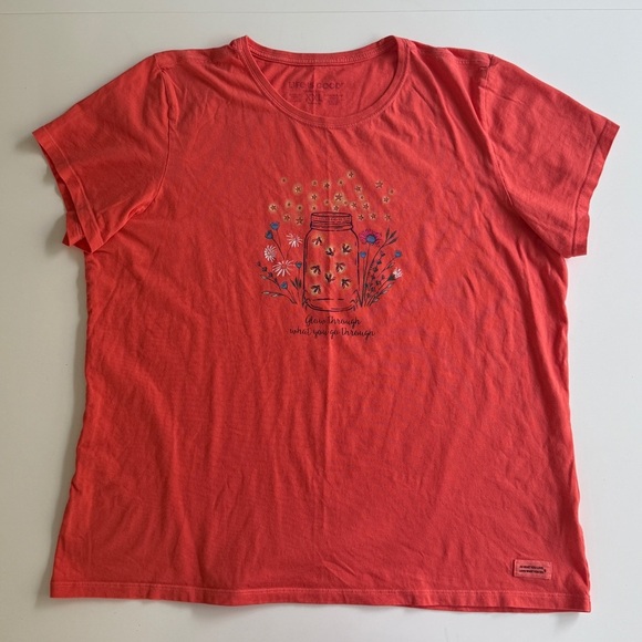 Life Is Good Women Classic Tee XXL Peach Orange Glow Through What You Go Through - Picture 1 of 10